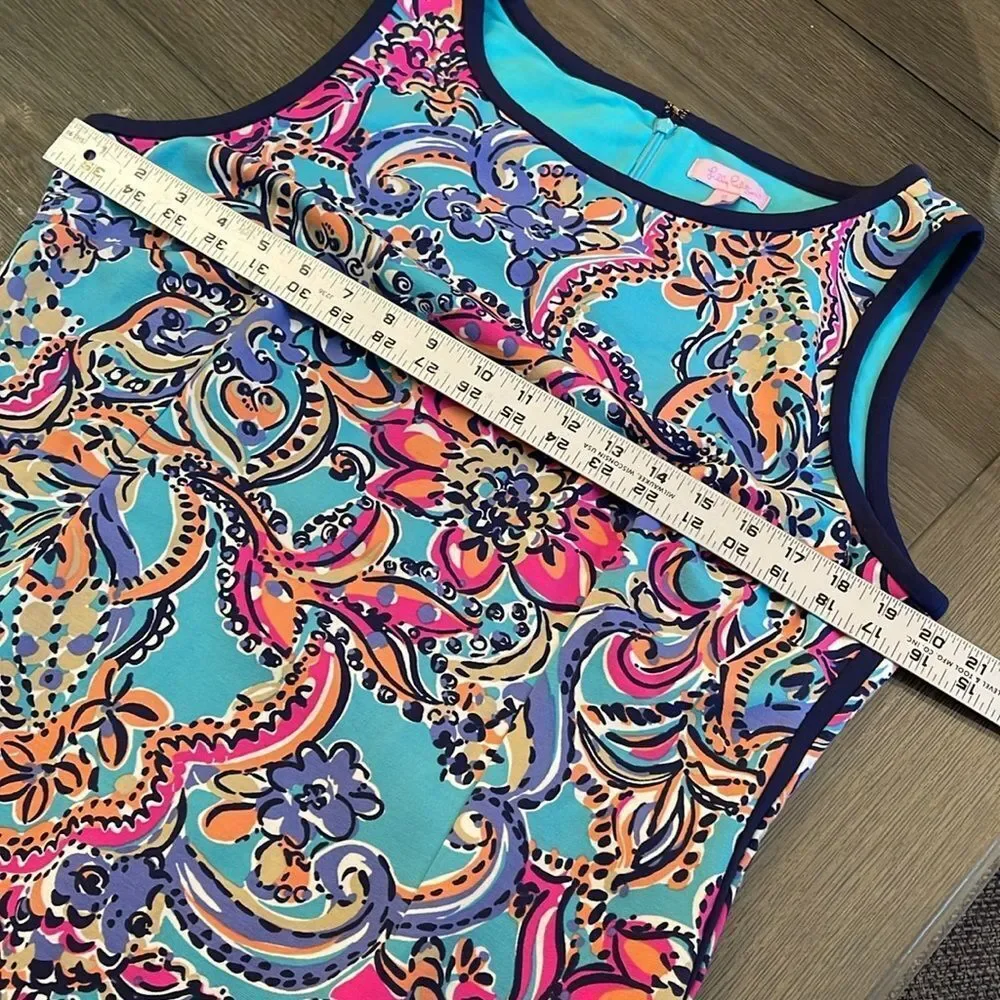 LILLY PULITZER Francesca Aqua Bait & Switch Sleeveless Sheath Dress Size XL